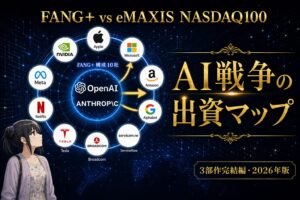 FANG+構成10社がOpenAIとAnthropicの主要出資者であることを示すアイキャッチ画像