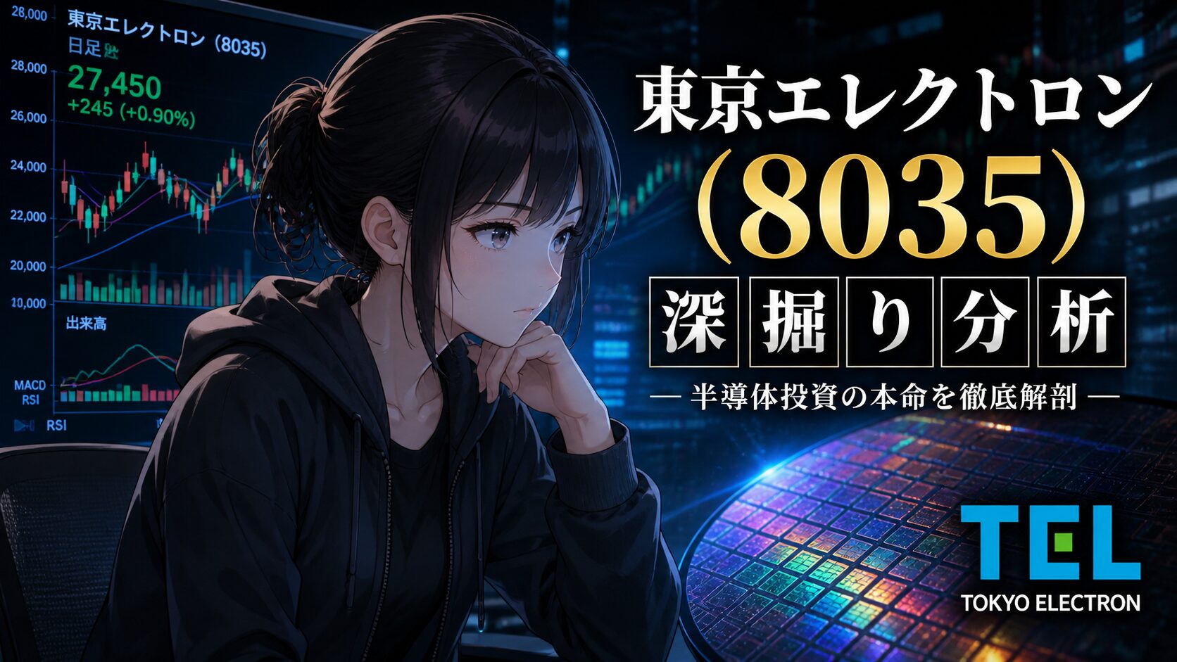 東京エレクトロン（8035）株価分析イメージ｜月城ミオと半導体チャート
